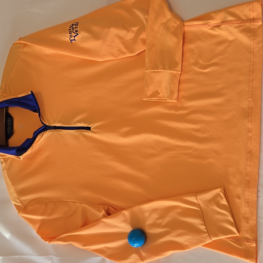 Polo Ralph Lauren Golf Stretch Quarter Zip Pullover Orange Blue Small